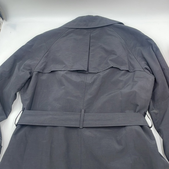 ISAAC MIZRAHI Live! Black Trench Coat Polka Dot Lining Gold Hardware FREE SHIP - Picture 9 of 9